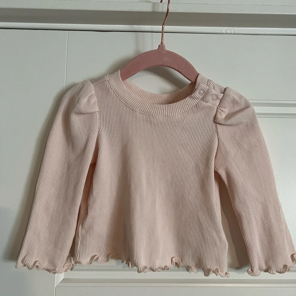 $10 ADD ON baby gap h&M Ribbed Tee‎ Lettuce Pink 6-12M 6-9M Old Navy Zara peplum